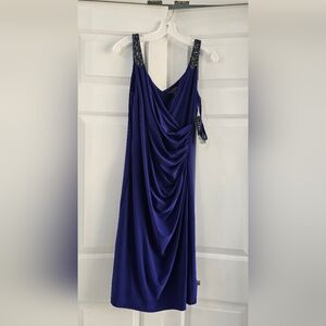 Elegant Blue Draped Dress